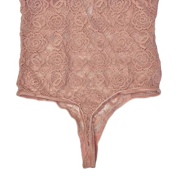 DYNAMIC Pink Lace Bodysuit Shear Cut Out Playsuit Boudoir Lingerie One Size - Picture 8 of 10